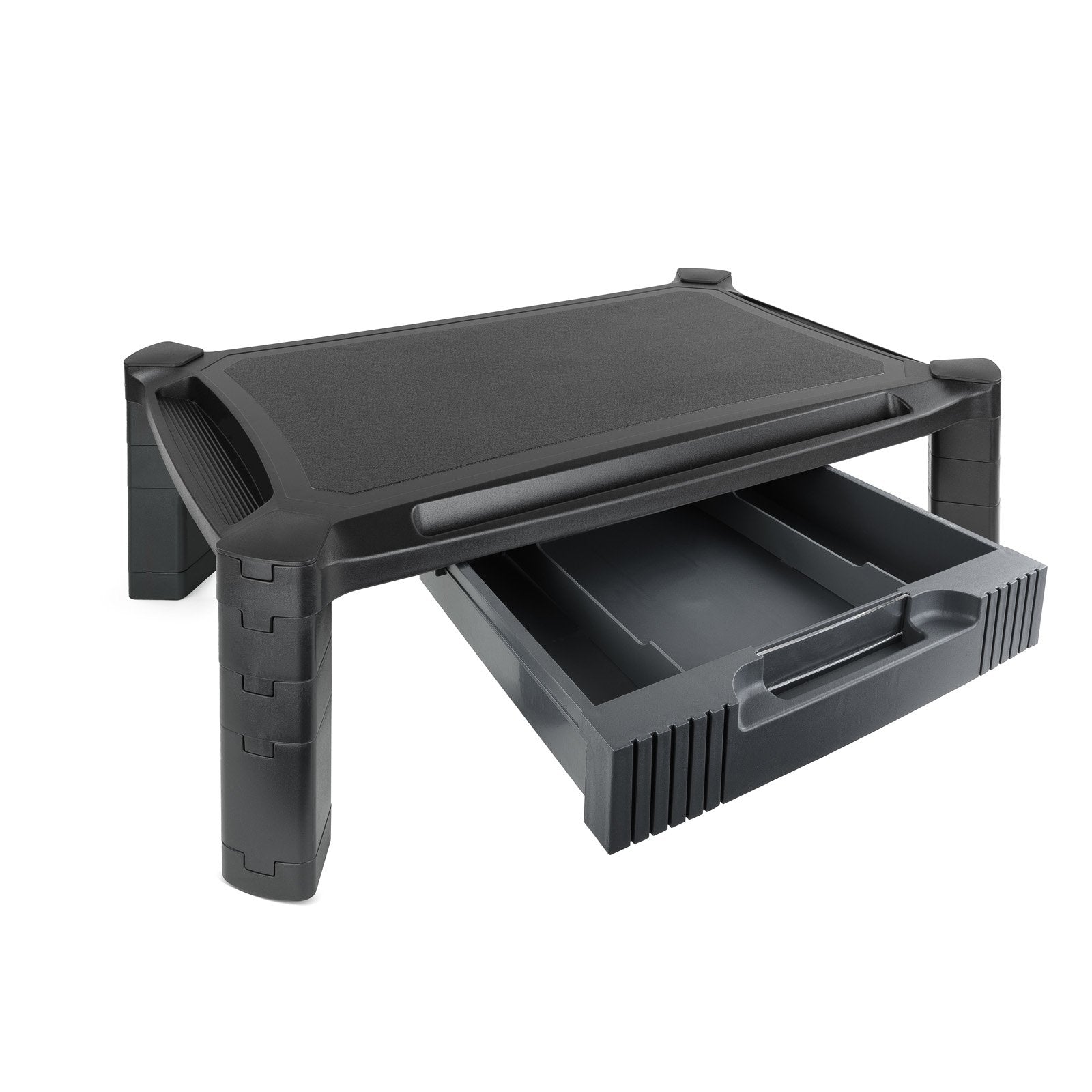 Tooq Soporte Elevador Con Cajon Para Monitor O Portatil - Regulable En Altura - Peso Max 10kg - Negro