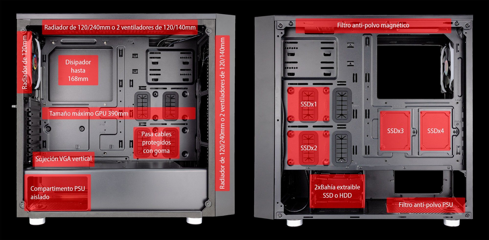 Caja Pc Talius Atx Gaming Auriga Cristal Templado Usb 3.0
