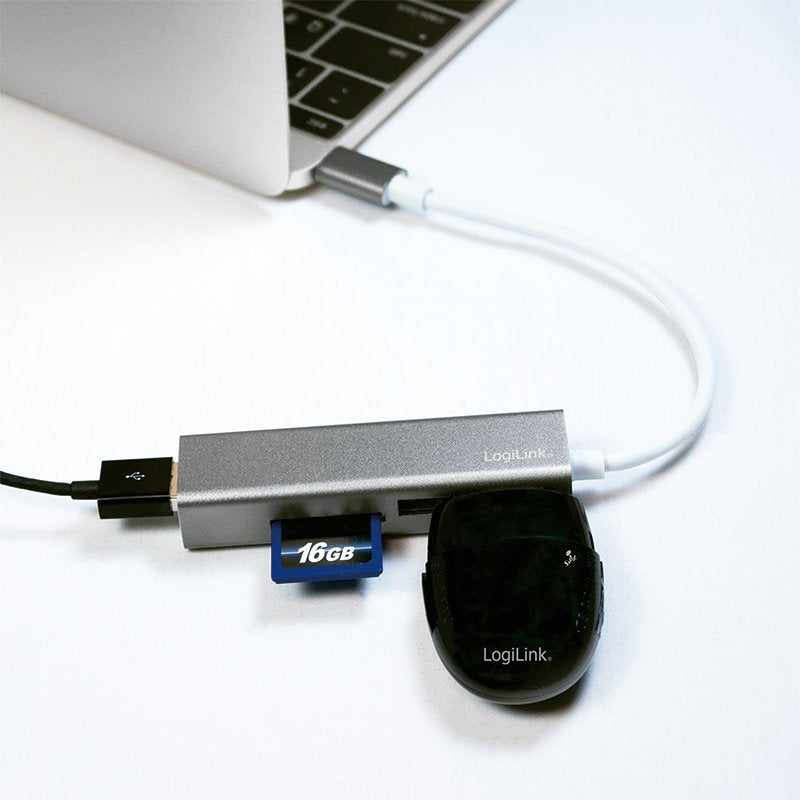 Logilink Ua0305 Hub De Interfaz Usb 3.2 Gen 1 (3.1 Gen 1) Type-C 5000 Mbit/S Aluminio