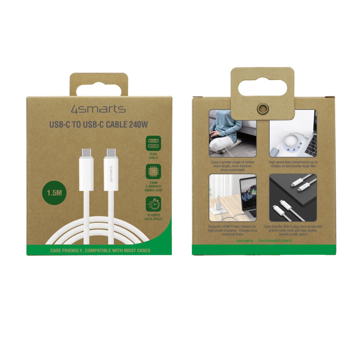 Cable 4smarts Usb-C Premiumcord 240w 1.5m Blanco