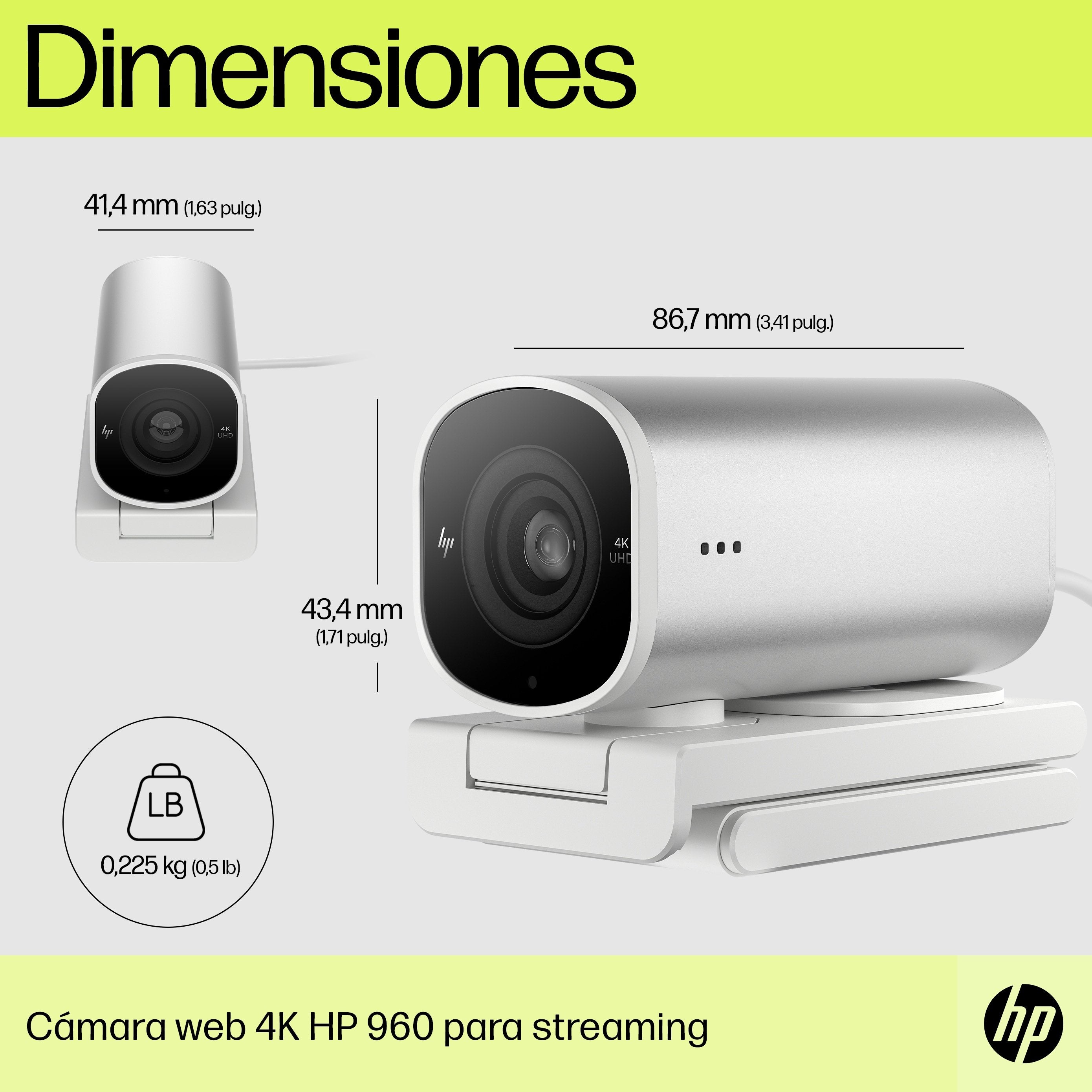 EAN 0196548527304 - HP 960 4K Streaming Webcam cámara web 8 MP 3840 x 2160 Pixeles USB Plata imagen 12