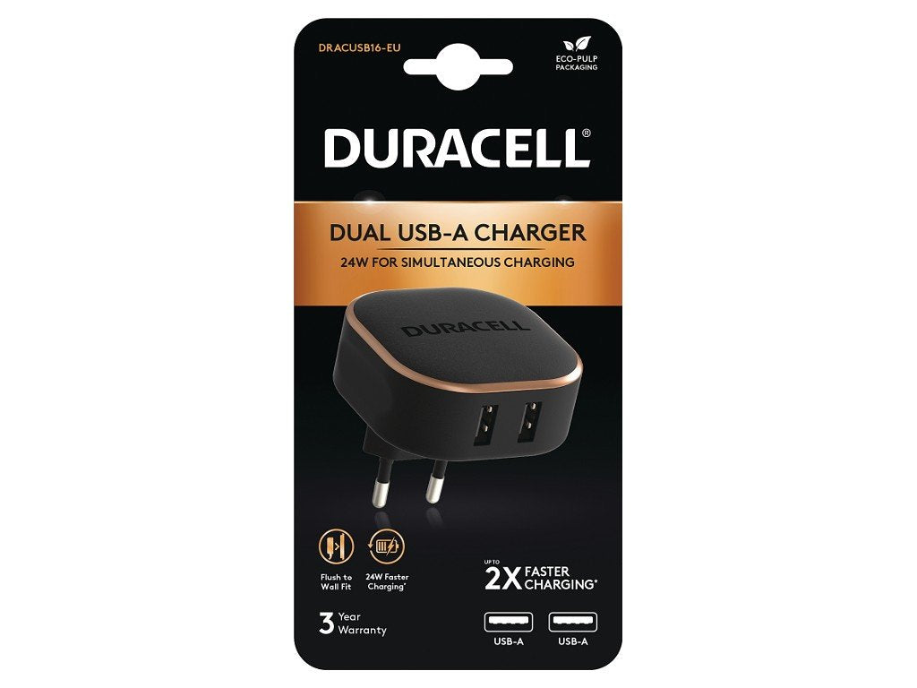 Duracell 2xusb 2.4a 24w (Czarna)