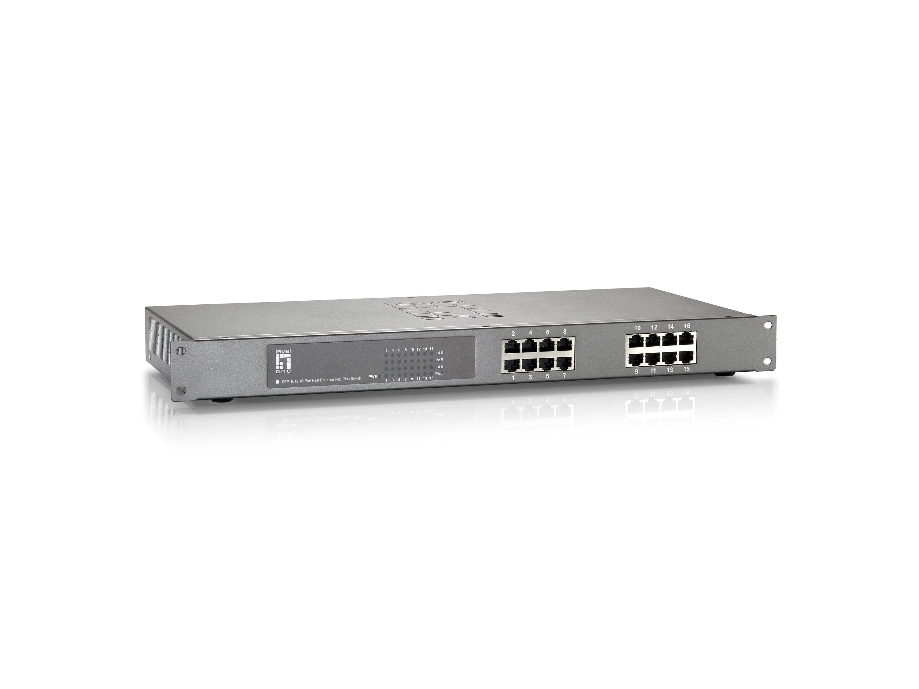 Levelone Switch 16x Fe Fep-1612w380 19" 380w 16xpoe+