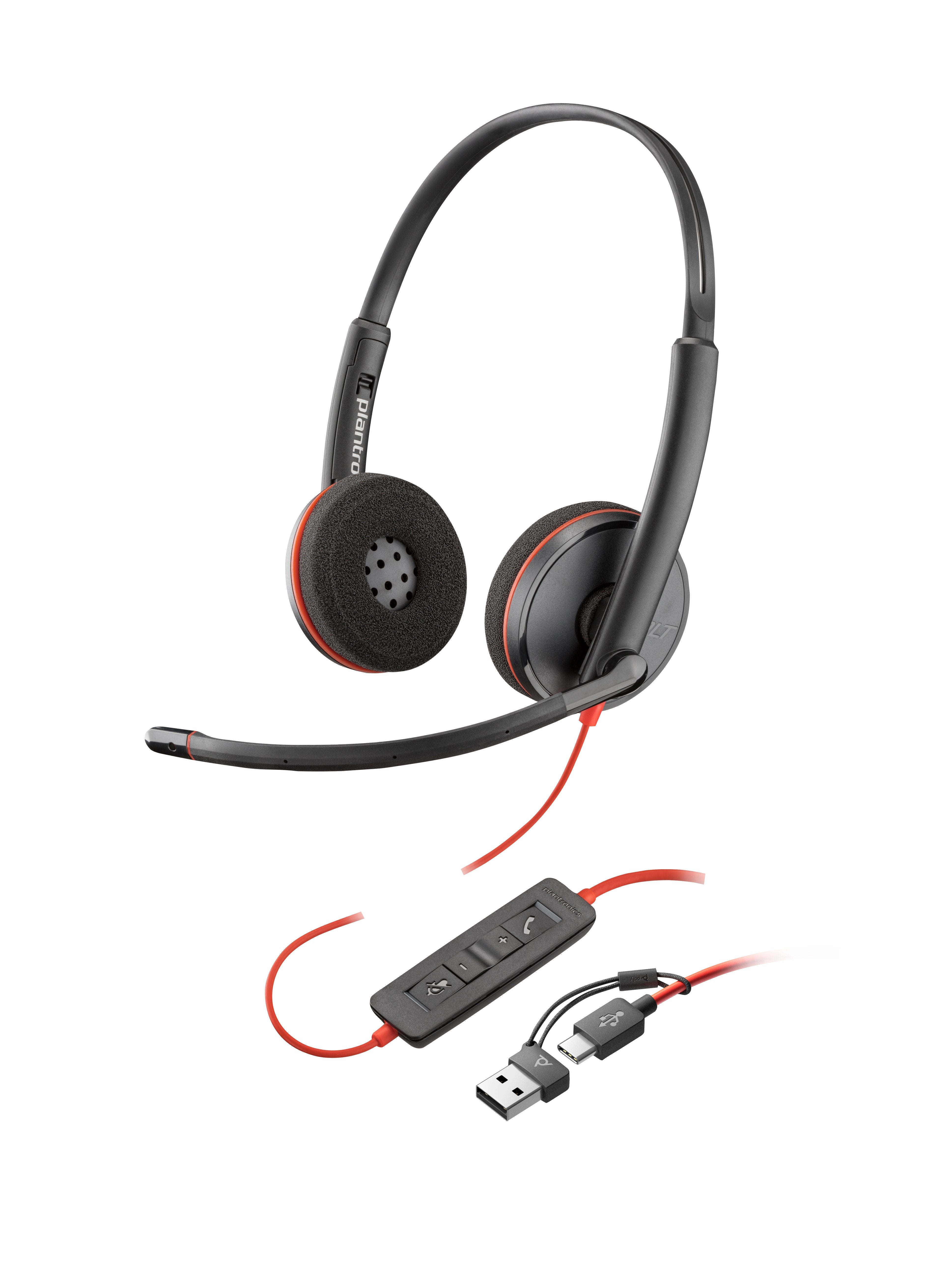 Auriculares Poly Blackwire 3220 Estéreo Usb C + Adaptador Usb C A (Paquete)