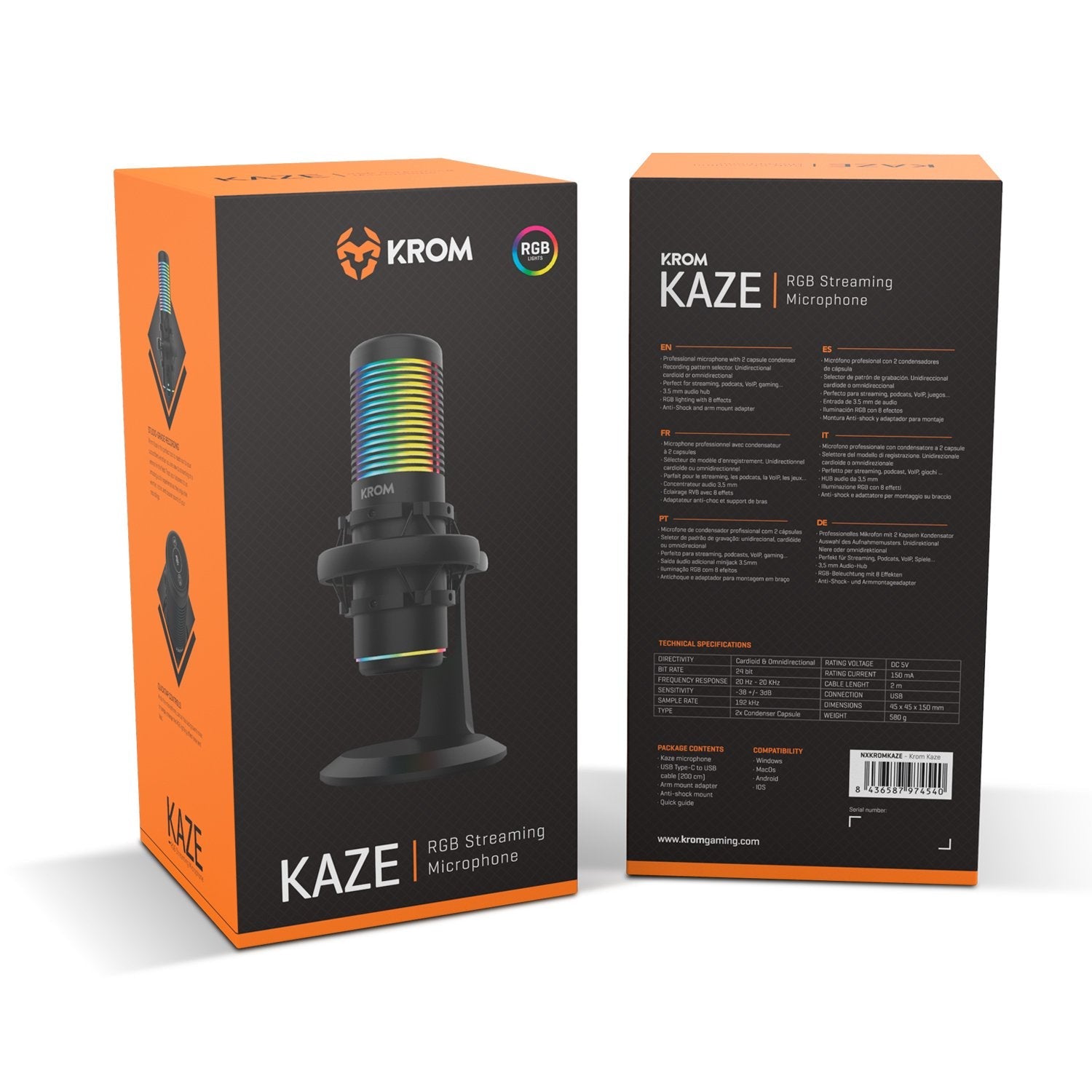 Krom Microfono Kaze Streaming Rgb