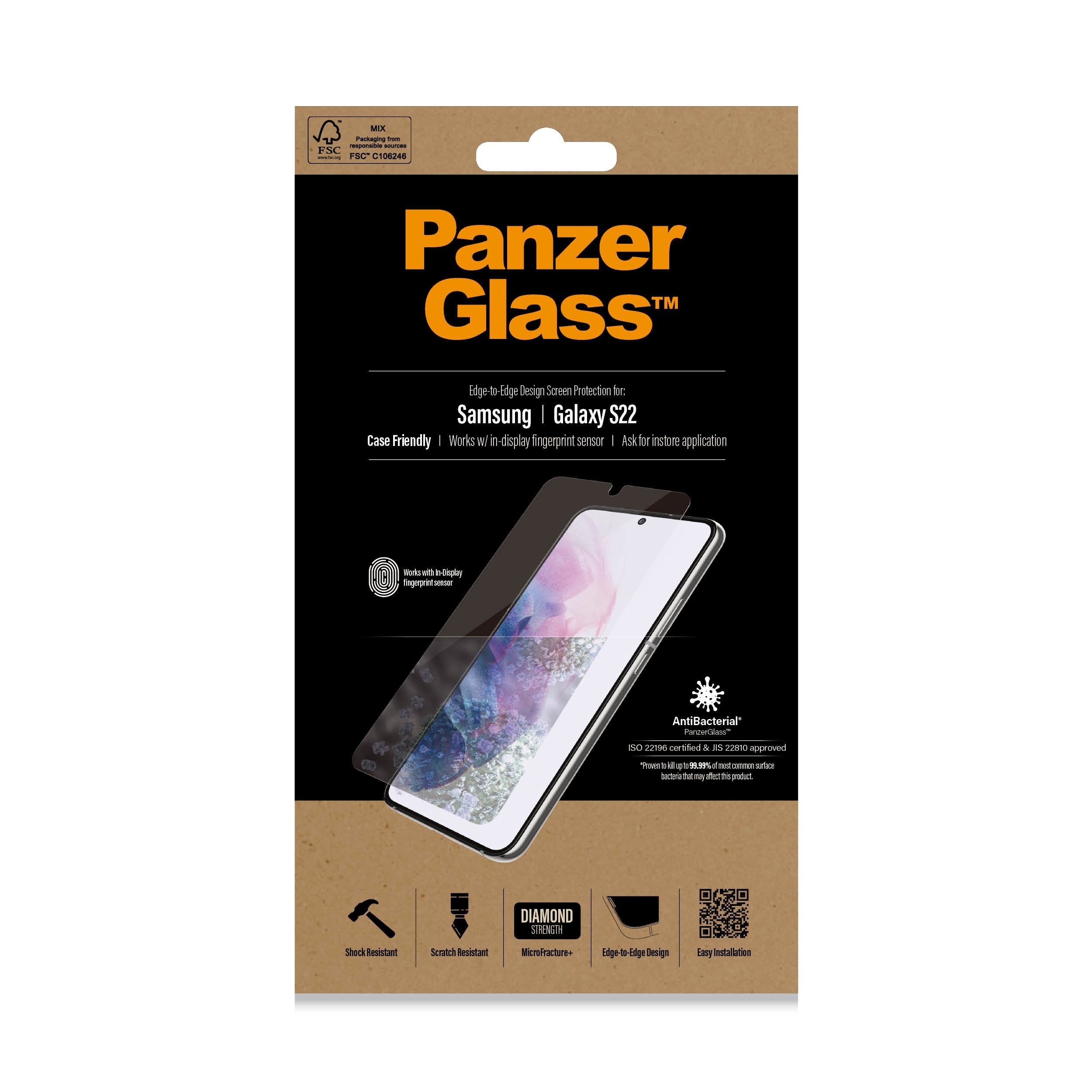 Panzerglass Samsung Galaxy S22 Case Friendly, Negro Ab