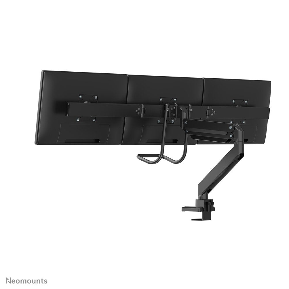 Newstar Monitor Triple-Deskmount With Crossbar 17-24inch Full Motion Gasspring Tilt Rotate Swivel Grommet/Clamp Black