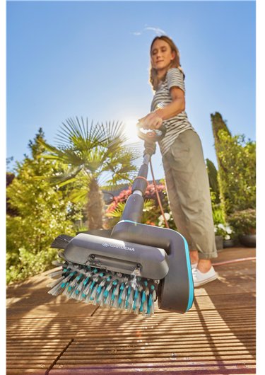 Limpiador Múltiple Inalámbrico Gardena Aquabrush Patio 18v P4a, Limpiador Para Suelos Duros Gris/Turquesa, Batería Li-Ion 2,5ah P4a, Power For All Alliance 14841-20