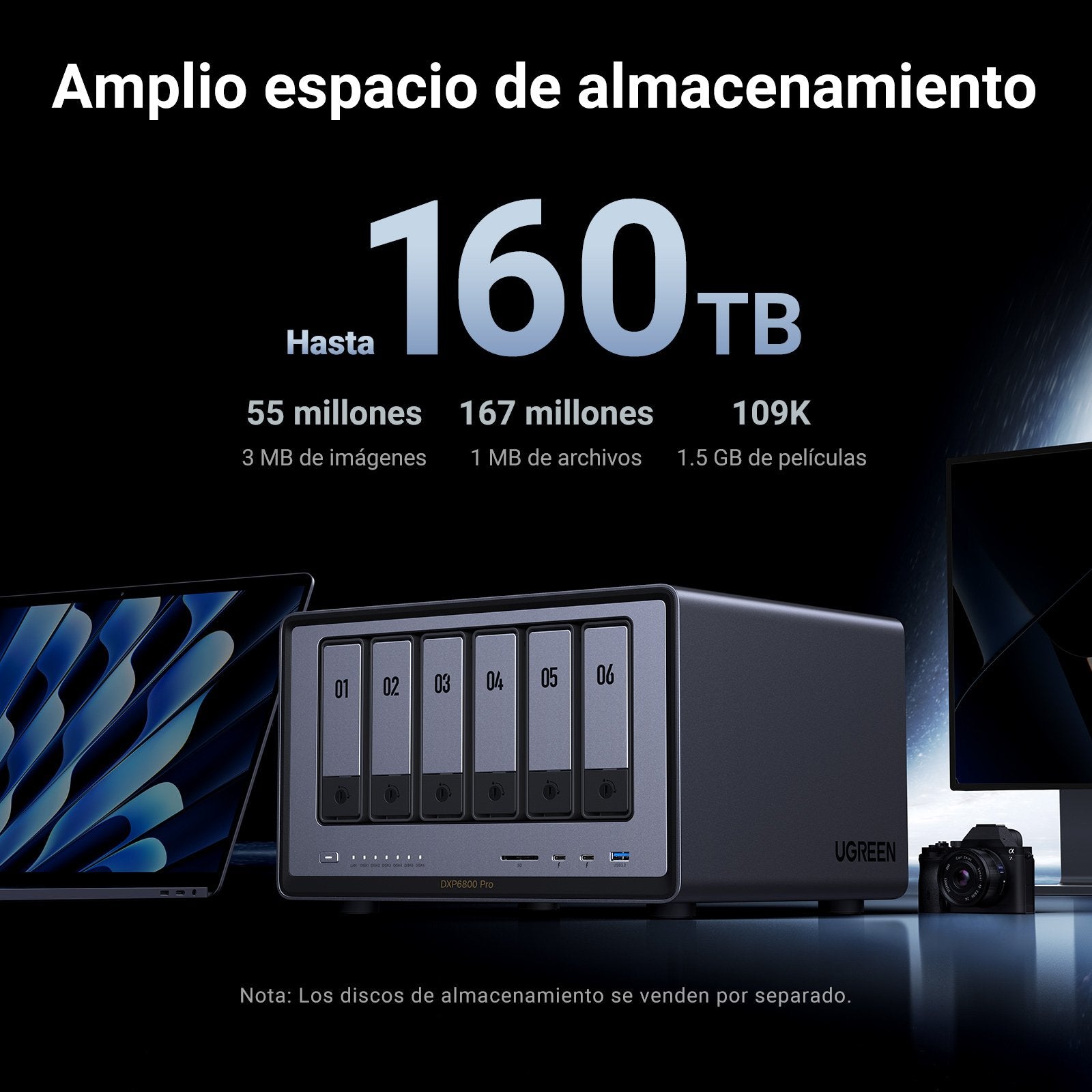 EAN 6941876228997 - Ugreen NASync DXP6800 Pro NAS Compacto Intel® Core™ i5 i5-1235U 8 GB DDR5 0 TB UGOS Pro Negro imagen 3
