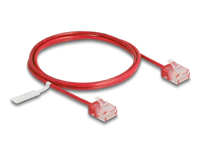 Delock Rj45 Cable De Red Cat.6 Utp Ultra Slim 1 M Rojo Con Kurzen Machon