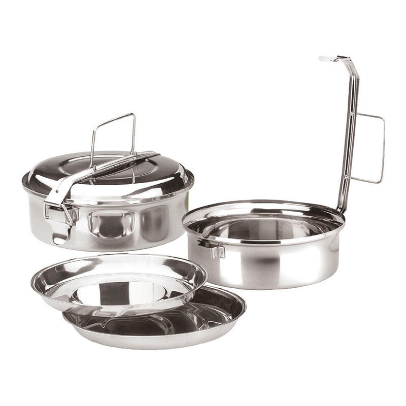 Fiambrera De Acero Inoxidable Con 2 Platos Ø16 Cm