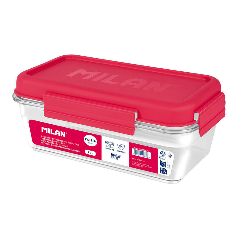 Fiambrera De Tritán Hermética Rectangular 1,2 L Nata® 624 Rosa