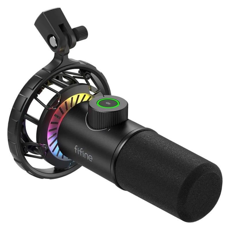 Fifine T658 Rgb Micrófono Usb Para Grabación Y Transmisión En Pc Negro