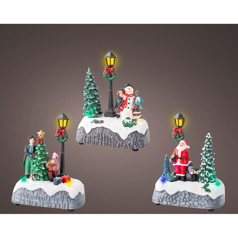 Figura Navideña Led Con Farola, 3 Modelos