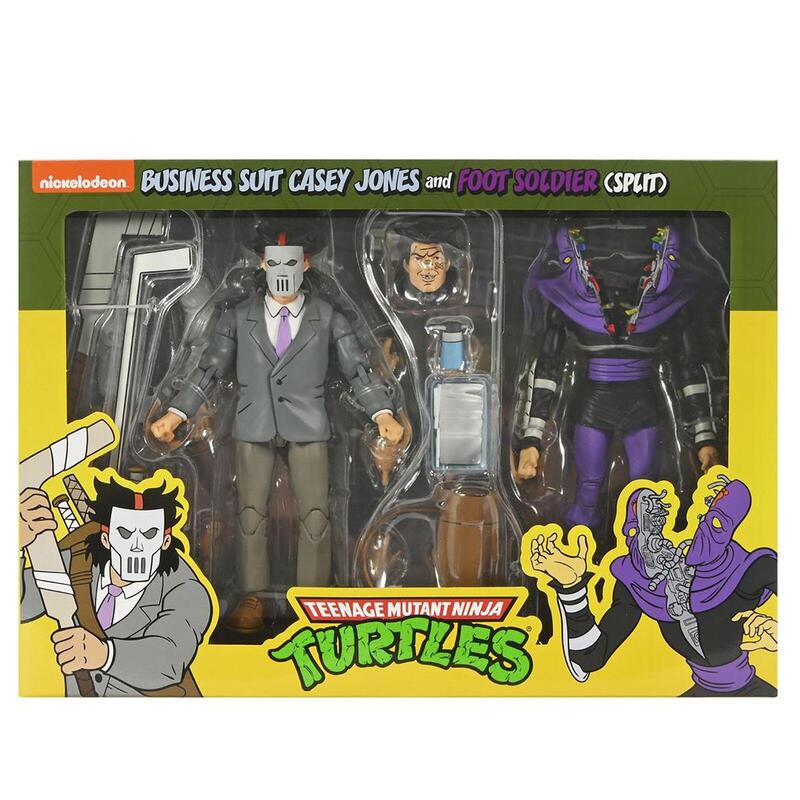 Figura Neca Teenage Mutant Ninja Turtles Business Suit Casey Jones & Split Foot Soldier Pack 2 Scale Action 18cm