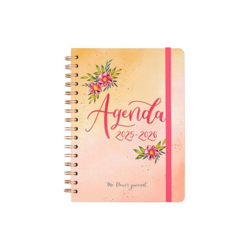 Finocam Agenda The Flower Journal Espiral Doble E10 - 155x212mm Svh Tapa Dura Rosa 2025-2026