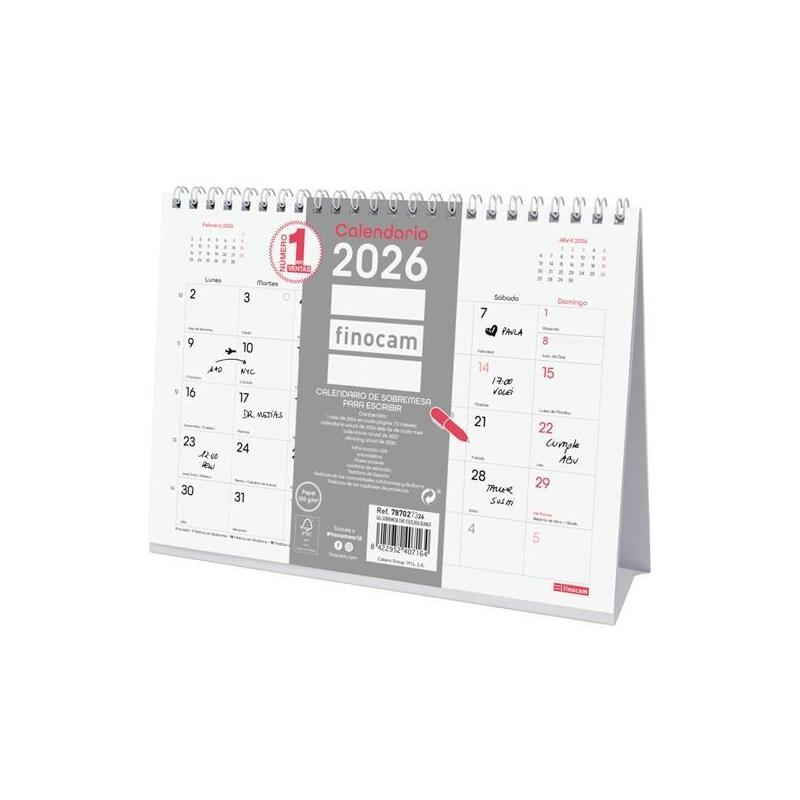 Finocam Calendario De Sobremesa Para Escribir S-210x150mm Mv Chic Blanco 2026