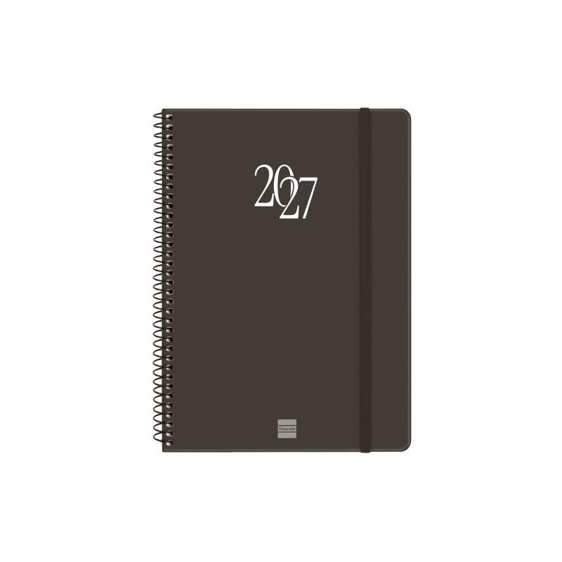 Finocam Espiral Basics My Agenda En Catalan - Anual 2027 - Semana Vista Horizontal - 155x212mm - Goma Elastica - Tapa