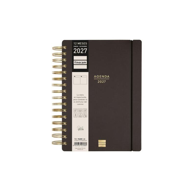 Finocam Haiku Agenda - Anual 2027 - 1 Dia Por Pagina - Formato E10 - 155x212mm - Espiral Doble - Tapa Dura De Tacto