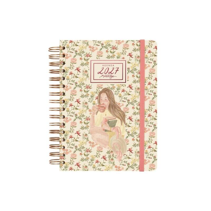 Finocam Martabge Agenda - Anual 2027 - 1 Dia Por Pagina - Formato E10 - 155x212mm - Espiral Doble - Tapa Dura De Carton