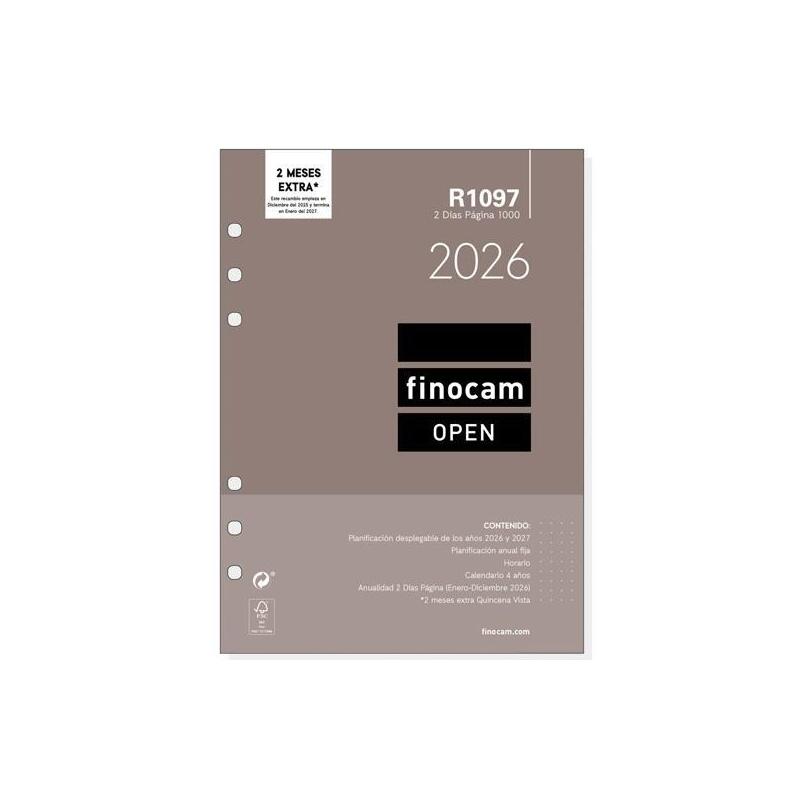 Finocam Recambio Anual Agenda De Anillas Open R1097 1000-155x215mm 2dp 2026