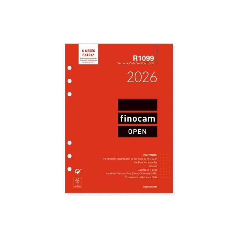 Finocam Recambio Anual Agenda De Anillas Open R1099 1000-155x215mm Svv 2026
