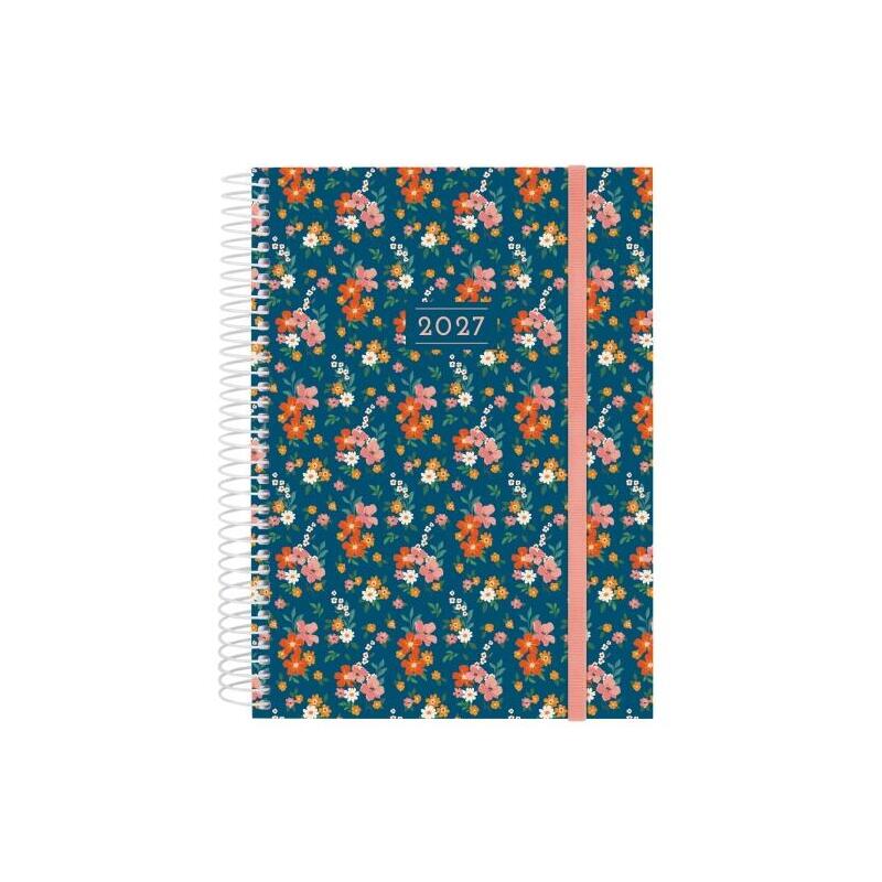 Finocam Trendy Design Collection Flora Agenda - Anual 2027 - 1 Dia Por Pagina - Formato E10 - 155x212mm - Espiral -