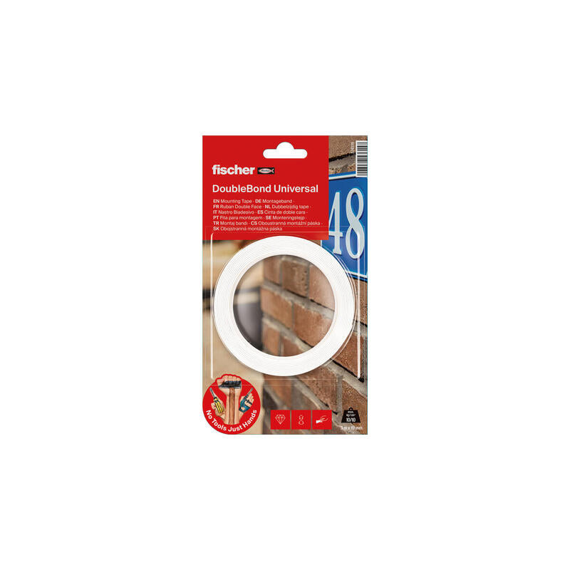 Fischer Gow Cinta De Montaje Universal, Cinta Adhesiva Transparente, 3m X 19mm 574519