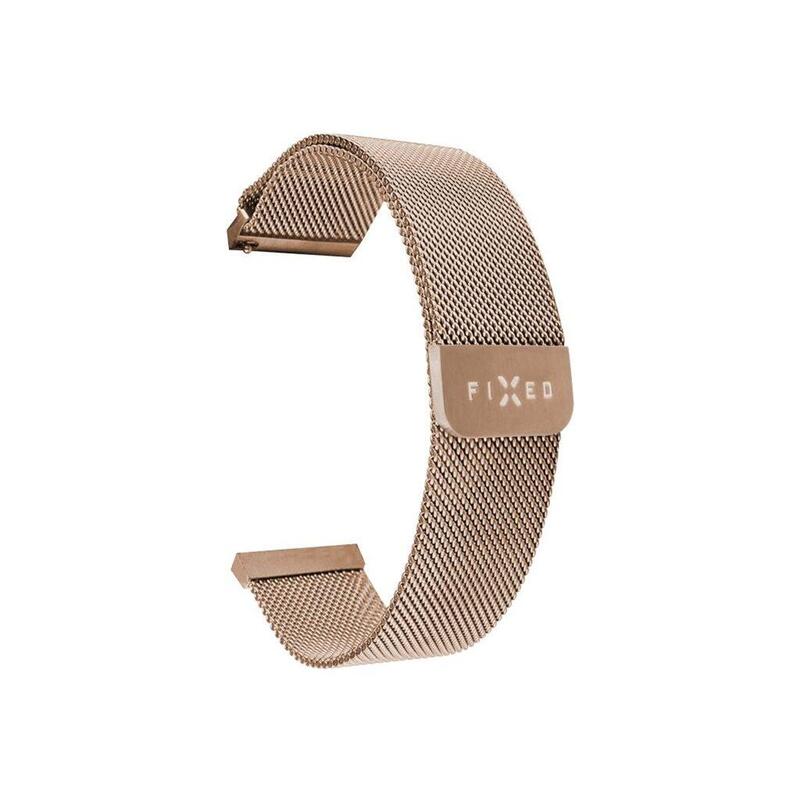 Fixed Mesh Strap For Smatwatch, Quick Release 20mm, Rose Gold