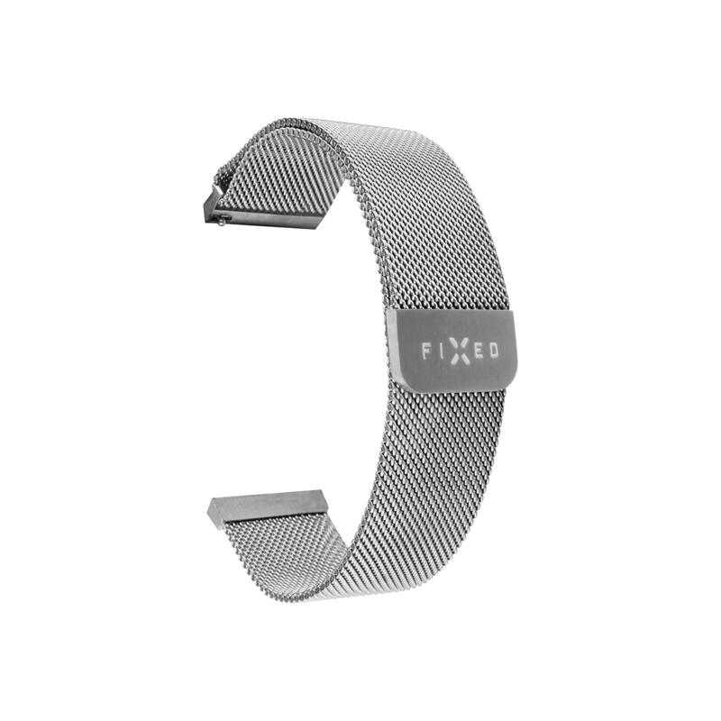 Fixed Mesh Strap For Smatwatch, Quick Release 22mm, Silver
