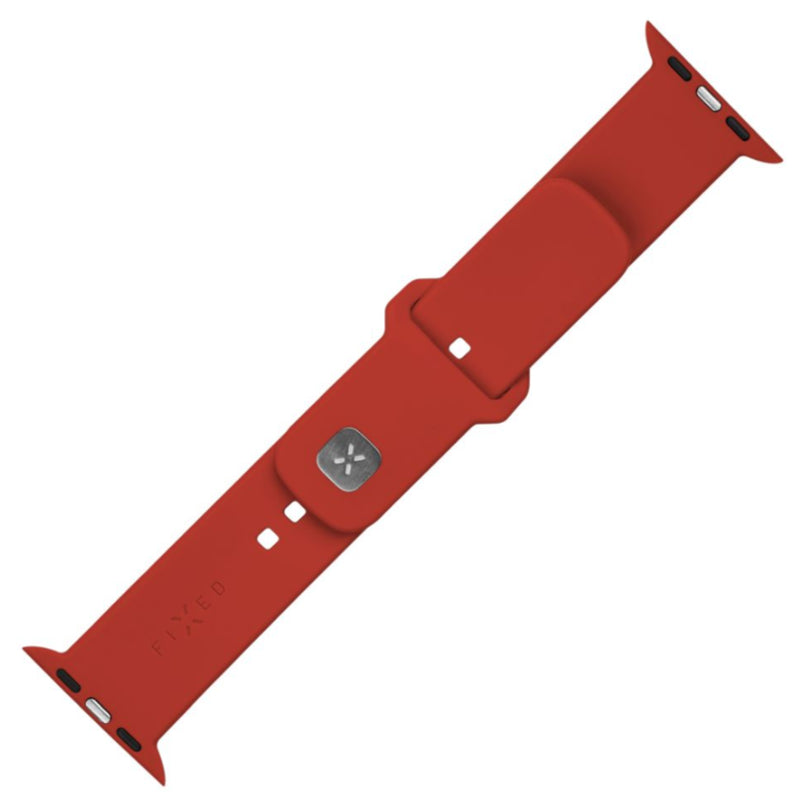 Fixed Silicone Sporty Strap Set For Apple Watch 42 44 45mm, Red
