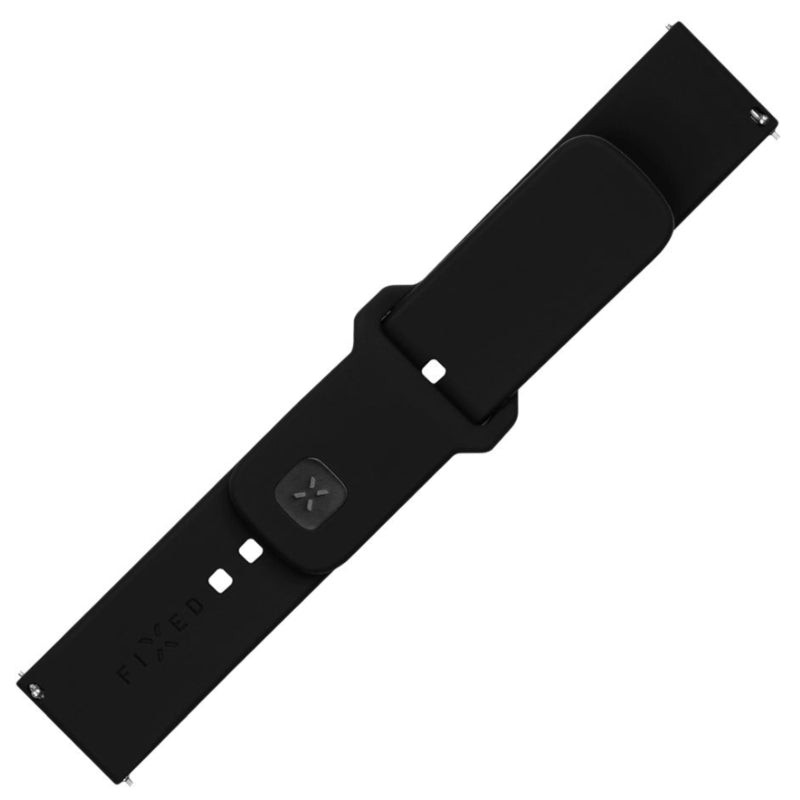 Fixed Silicone Sporty Strap Set With Quick Release 20mm For Smartwatch, Black