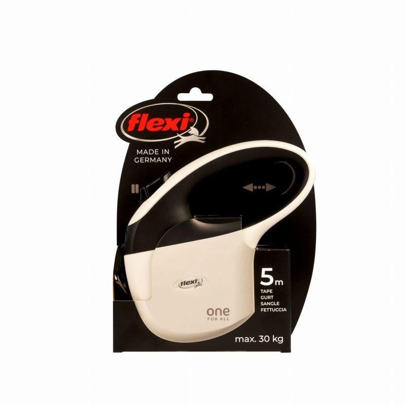 Flexi One For All S Blanco - Negro - Correa Automática Para Perros De Hasta 30 Kg - 5 M
