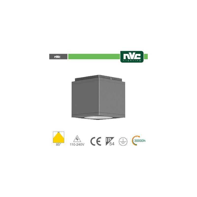 Foco Cuadrado Led Ip54 Da Soffitto - 8w 640lm 3000k 30°
