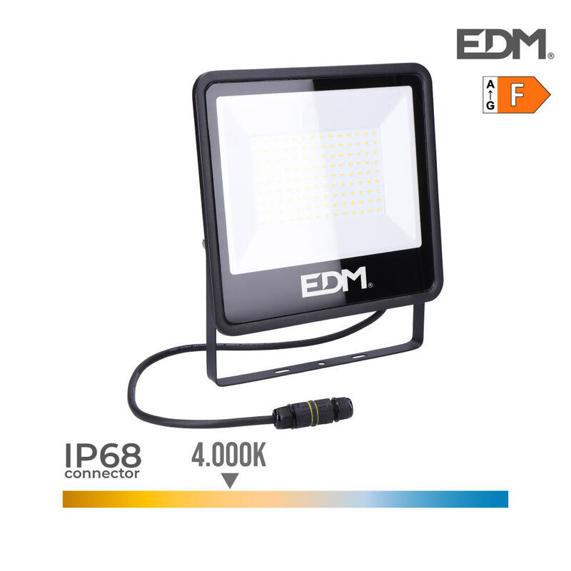 Foco Proyector Led 100w 8200lm 4000k Luz Dia Black Series 24,6x22,8x2,9cm Edm