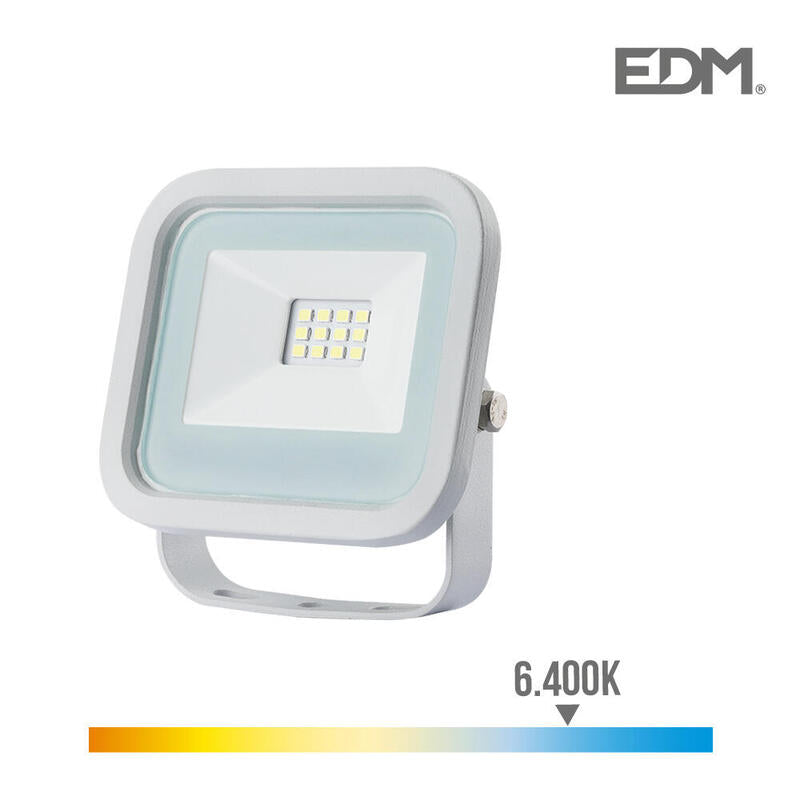 Foco Proyector Led 10w 700lm 6400k Luz Fria 9,2x2,7x8,1cm Blanco Edm