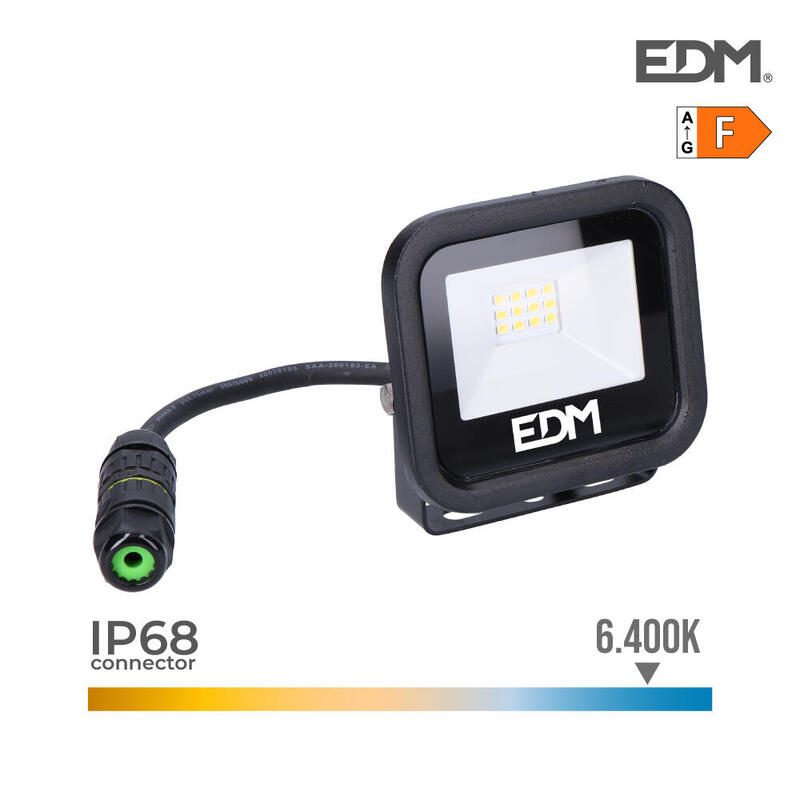 Foco Proyector Led 10w 800lm 6400k Luz Fria Black Series 9,2x8,1x2,7cm Edm