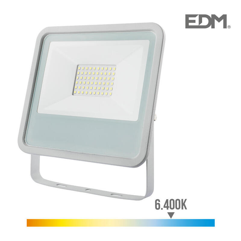 Foco Proyector Led 50w 3500lm 6400k Luz Fria 19,2x2,9x17,5cm Blanco Edm