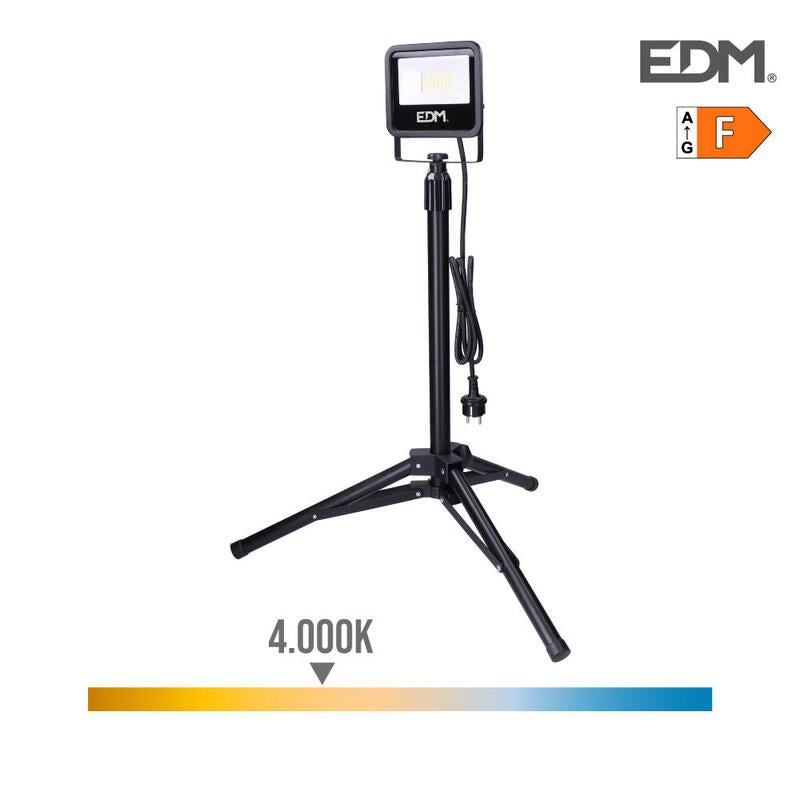 Foco Proyector Led Con Tripode 30w 2370lm 4000k Luz Dia Black Series Edm