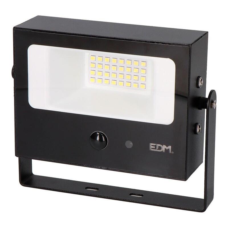 Foco Proyector Solar Auto Basculante, 10 W, 1800 Lm, 6500 K, Con Sensor Movimiento, Negro