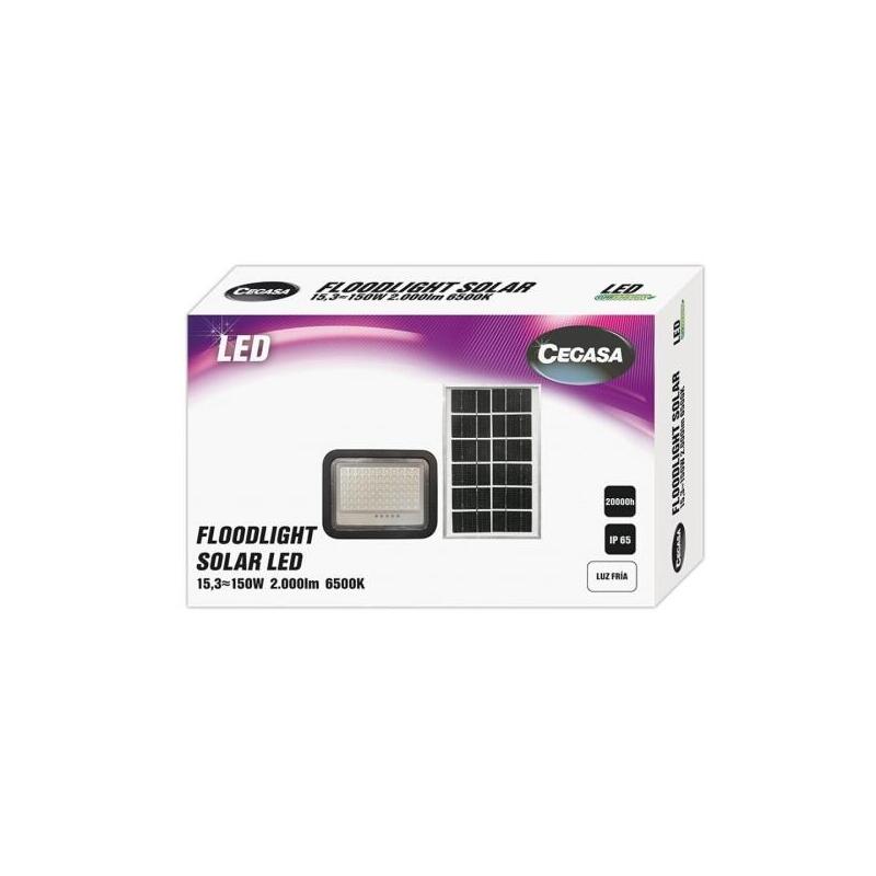 Foco Solar Cegasa Floodlight Led 2000lm 6500k - Panel Solar Integrado 5v-15w - Autonomia Hasta 12h - Resistencia Ip65