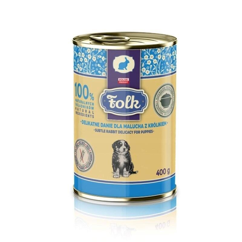 Folk Delicado Plato Para Cachorros Con Conejo Mono - Alimento Húmedo Para Perros - 400g