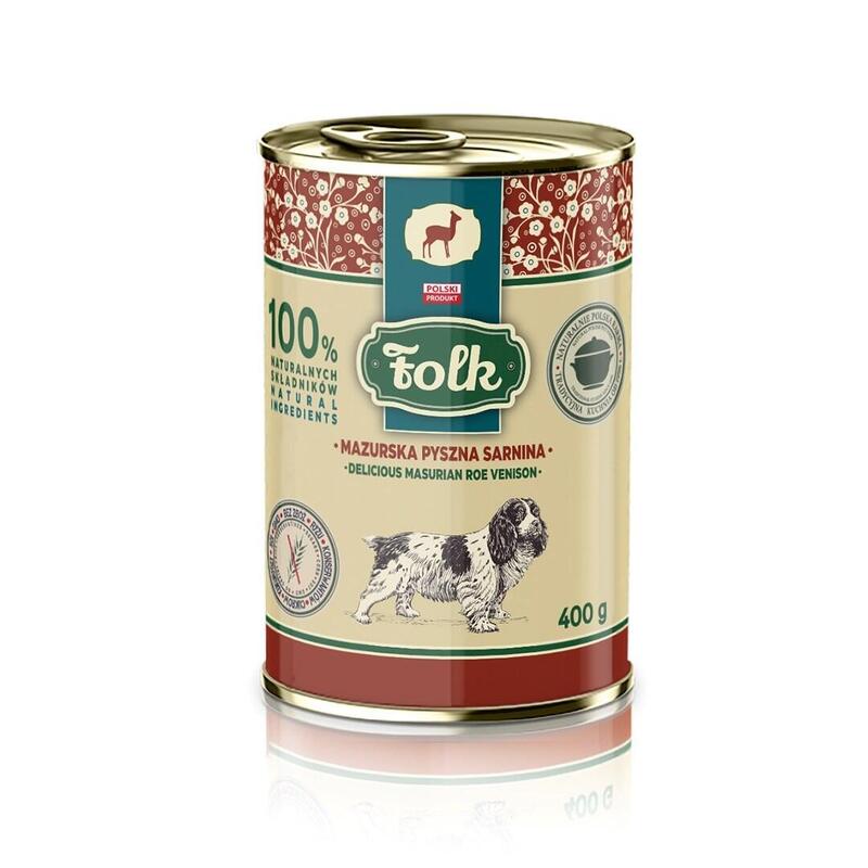 Folk Delicious Masurian Roe Venison Mono - Comida Húmeda Para Perros - 400g