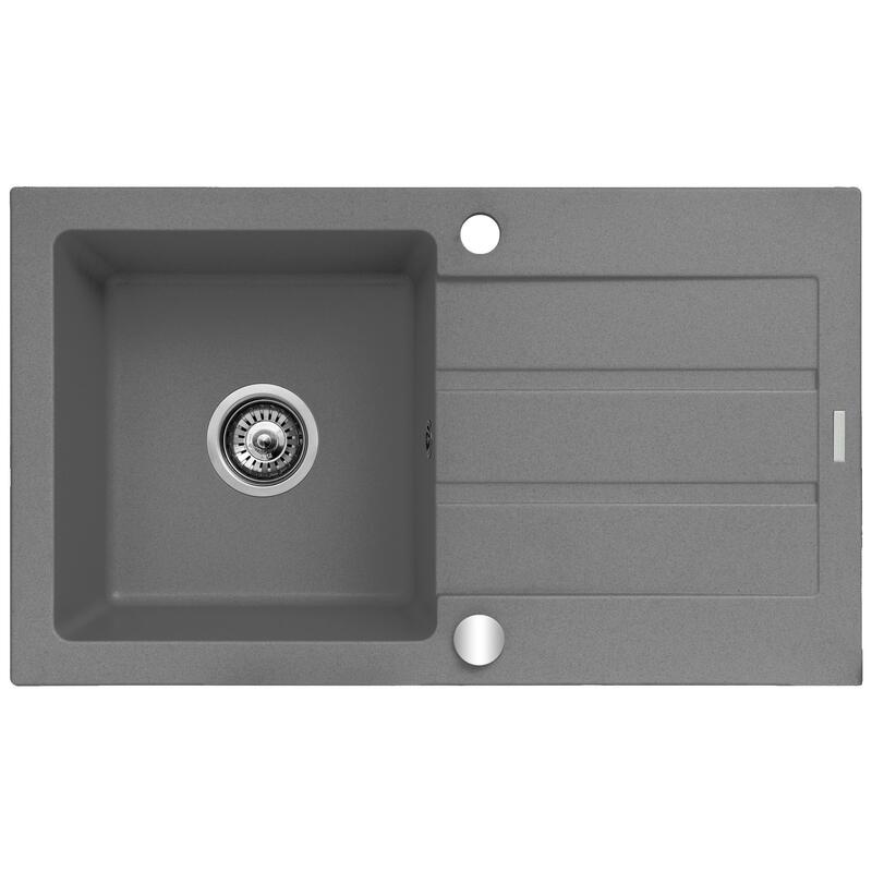 Fregadero De 1 Cubeta De Granito Con Escurridor Maidsinks 76x44 1b 1d Hormigón Gris Pyragranit Color Gris