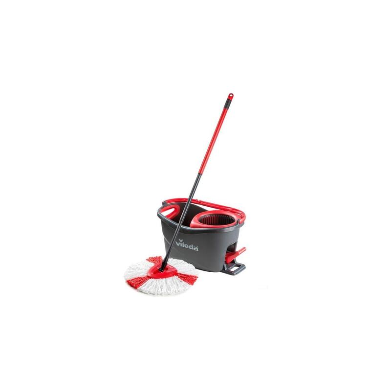 Fregona Vileda Mop Turbo 2 En 1 Juego Completo De Microfibra Para Suelos Negro/Rojo, Incluye Limpiador De Suelos Vileda De 750 Ml 167183