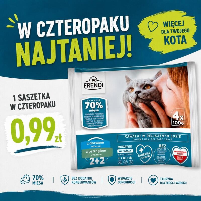 Frendi Bacalao Y Trucha En Salsa Box Comida Húmeda Para Gato 4x100g