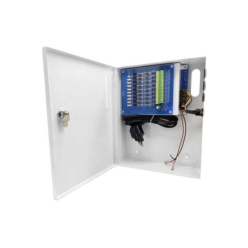 Fuente De Alimentación Cctv 13.8v 20a 18 Salidas Conexión Batería 7-20ah (No Incluida) Folksafe