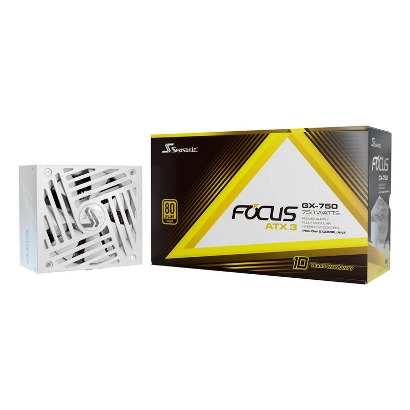 Fuente De Alimentación Seasonic Focus Gx-750 Atx3.0, Blanco, 1x 12vhpwr, 2x Pcie, Gestión De Cables, 750 Vatios Focus-Gx-750-V4-White