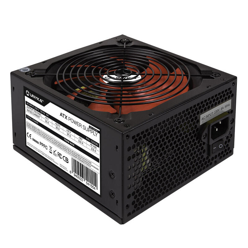 Fuente De Alimentación Unyka Atx 700w Gaming Roja 52036