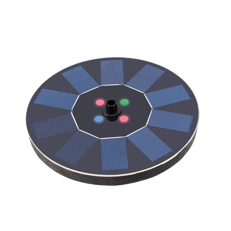 Fuente Solar De Jardín, De Plástico, Luz Rgb, 4 Leds; Ø16 X 3,5 Cm